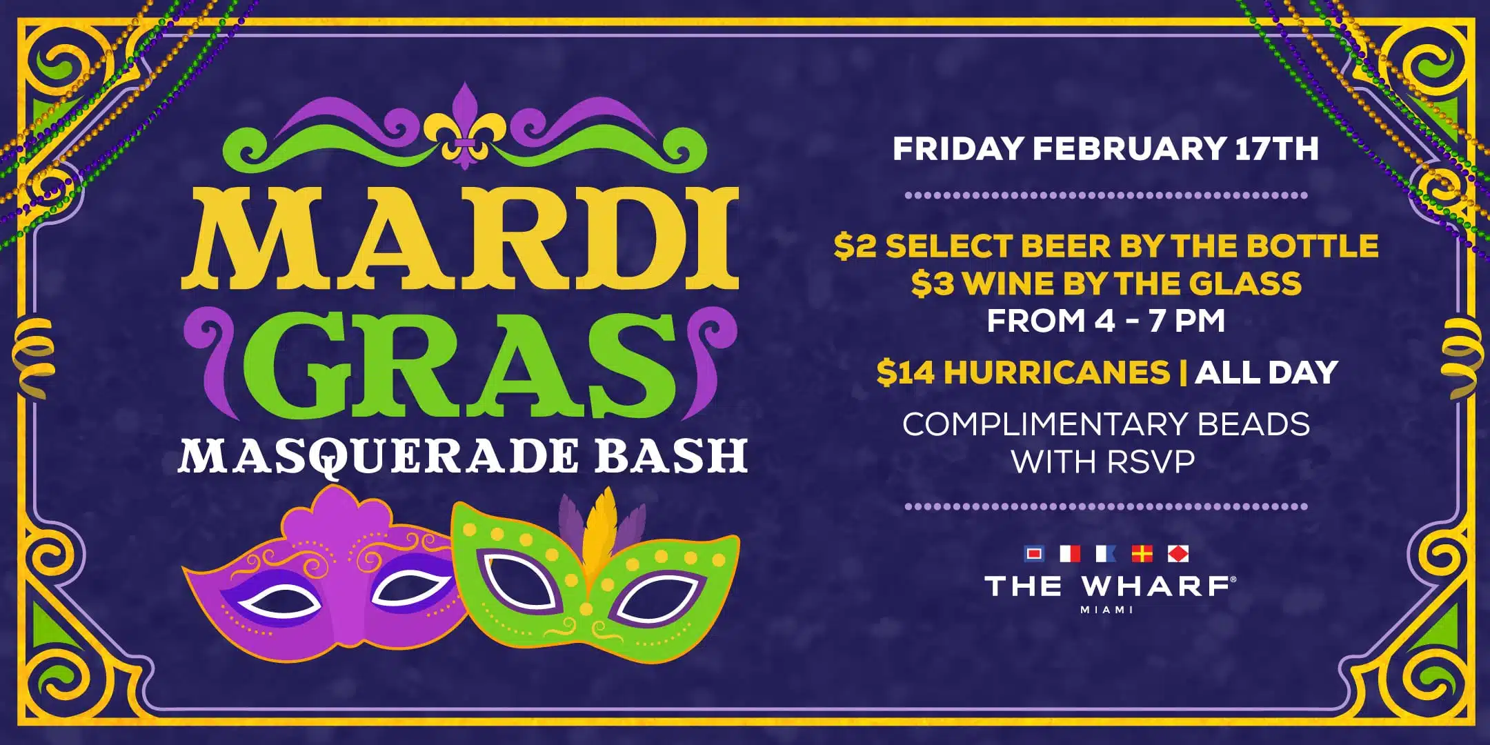 Mardi Gras Masquerade Bash at The Wharf Miami