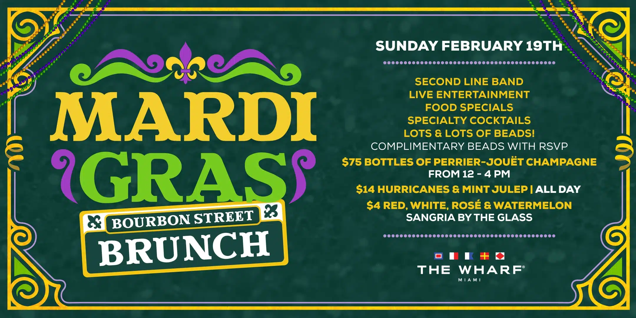Mardi Gras Bourbon Street Brunch at The Wharf Miami